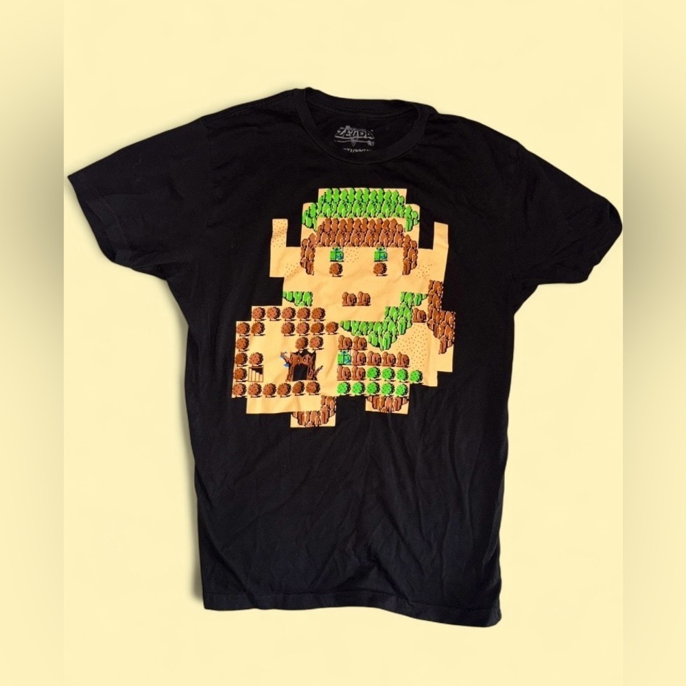Legend of Zelda Retro Map Graphic Tee Black Size M (Nintendo Gaming Shirt) - Picture 3 of 6